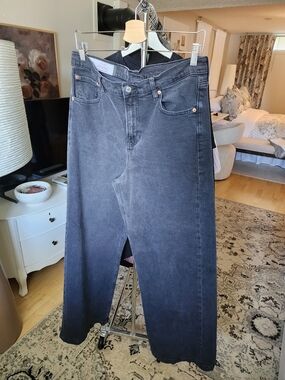 GAP Tall High Rise Wide Leg Jeans - Black/Gray Wash